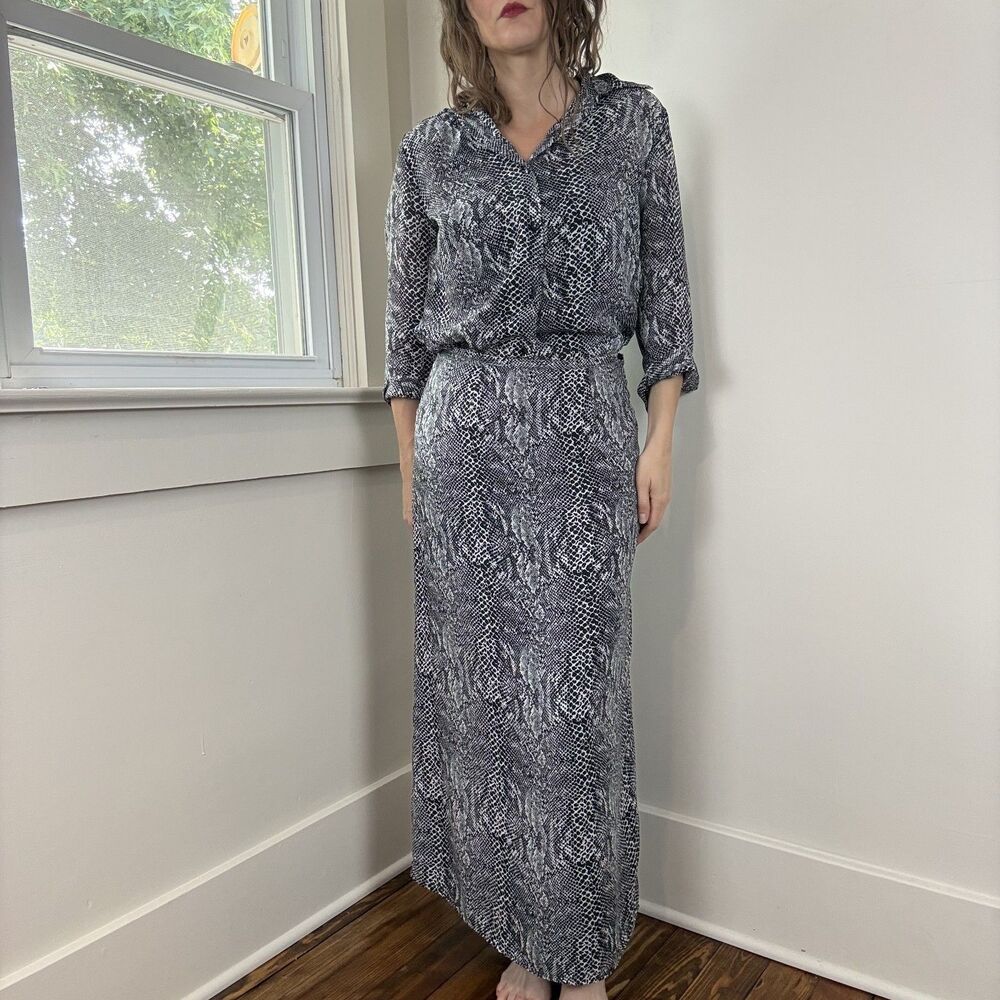 Vintage 90s Snake Animal Print 2-Piece Maxi Skirt Set, Kathie Lee